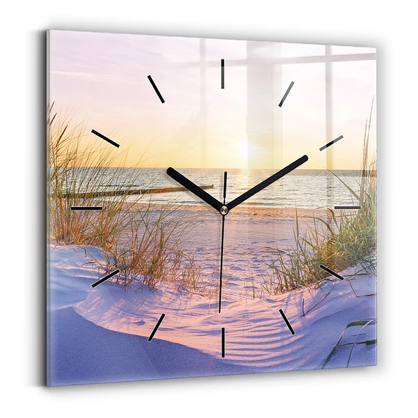 Wanduhr modern quadratisch Polnischer Sonnenuntergang am Meer