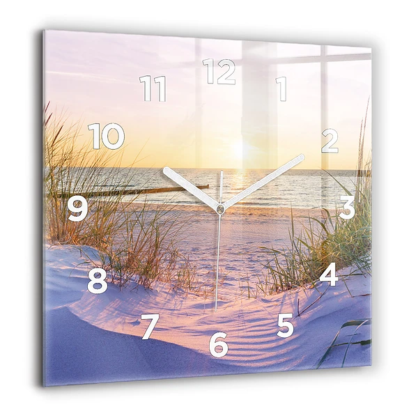 Wanduhr modern quadratisch Polnischer Sonnenuntergang am Meer