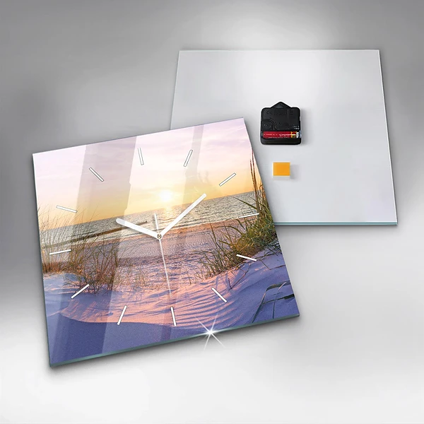 Wanduhr modern quadratisch Polnischer Sonnenuntergang am Meer