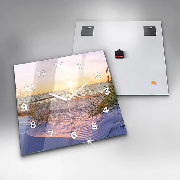 Wanduhr modern quadratisch Polnischer Sonnenuntergang am Meer