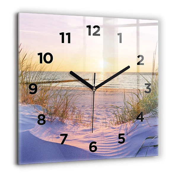 Wanduhr modern quadratisch Polnischer Sonnenuntergang am Meer
