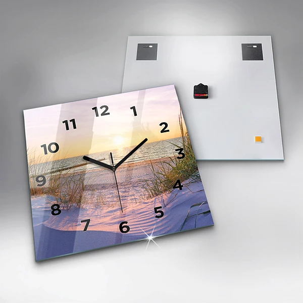 Wanduhr modern quadratisch Polnischer Sonnenuntergang am Meer