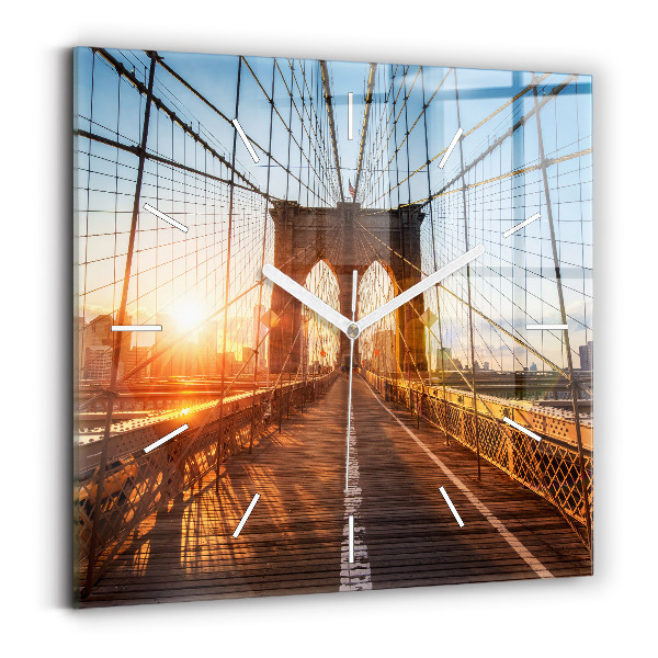 Wanduhr quadratisch Brooklyn-Brücke NYC