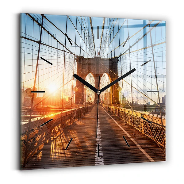 Wanduhr quadratisch Brooklyn-Brücke NYC