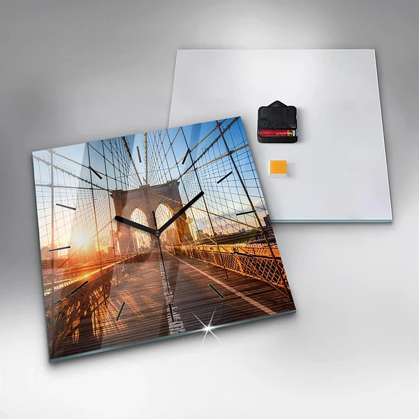 Wanduhr quadratisch Brooklyn-Brücke NYC