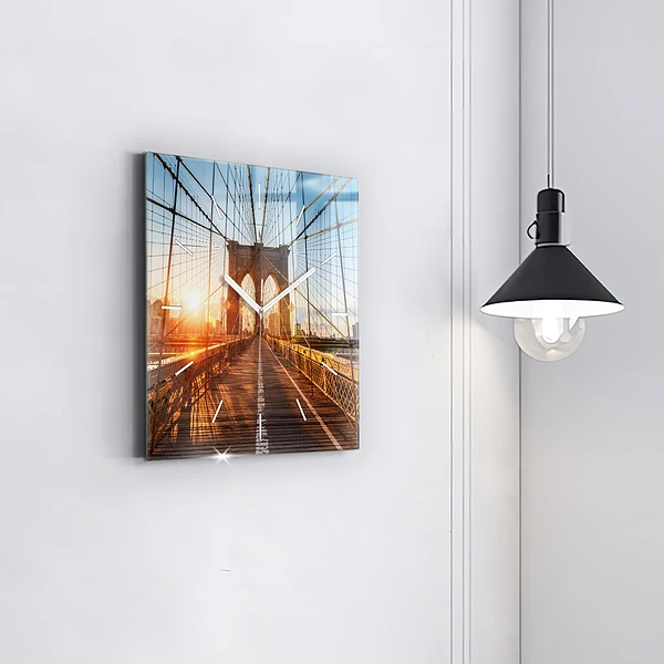 Wanduhr quadratisch Brooklyn-Brücke NYC