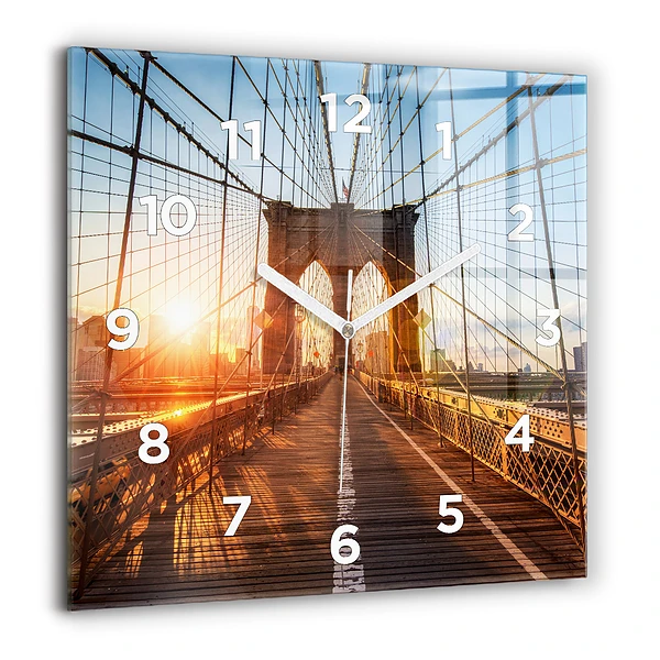 Wanduhr quadratisch Brooklyn-Brücke NYC