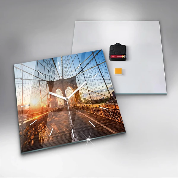 Wanduhr quadratisch Brooklyn-Brücke NYC