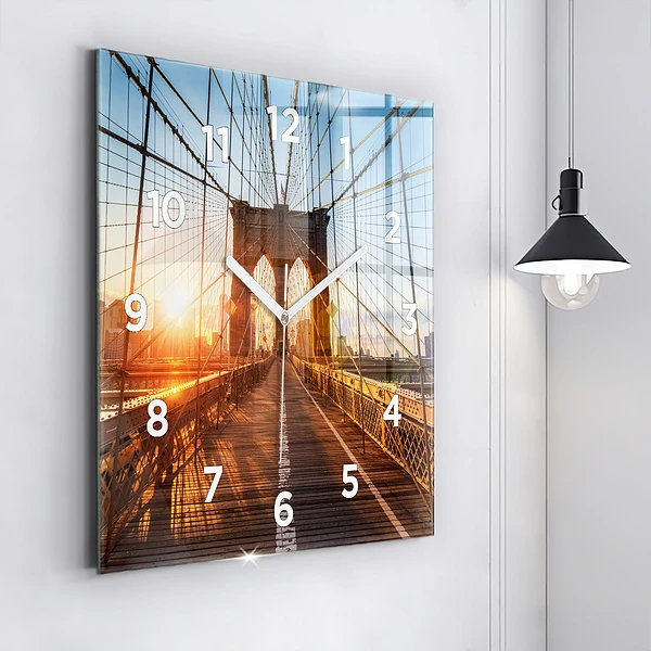 Wanduhr quadratisch Brooklyn-Brücke NYC