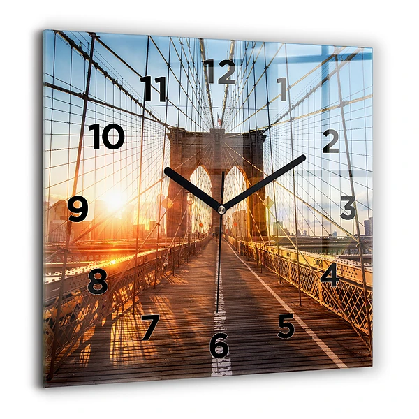 Wanduhr quadratisch Brooklyn-Brücke NYC