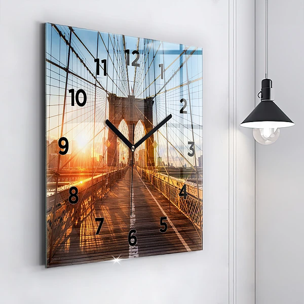 Wanduhr quadratisch Brooklyn-Brücke NYC