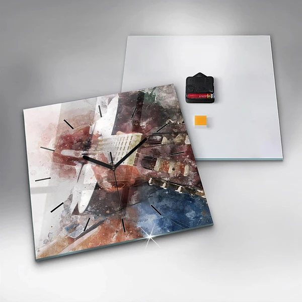 Wanduhr quadratisch mit motiv Gitarren-Visualisierung