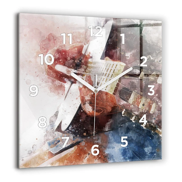 Wanduhr quadratisch mit motiv Gitarren-Visualisierung