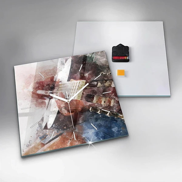 Wanduhr quadratisch mit motiv Gitarren-Visualisierung