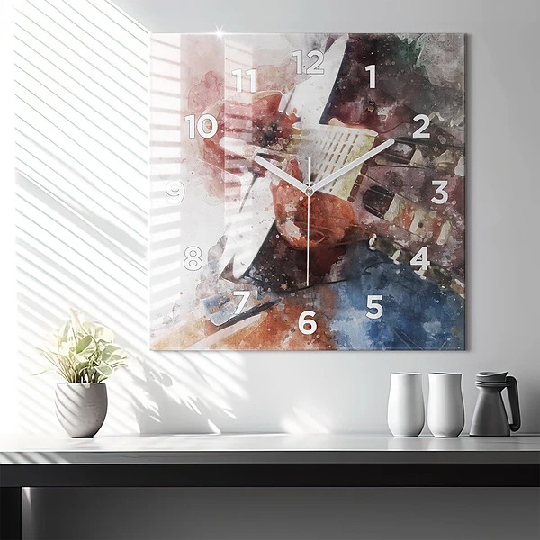 Wanduhr quadratisch mit motiv Gitarren-Visualisierung