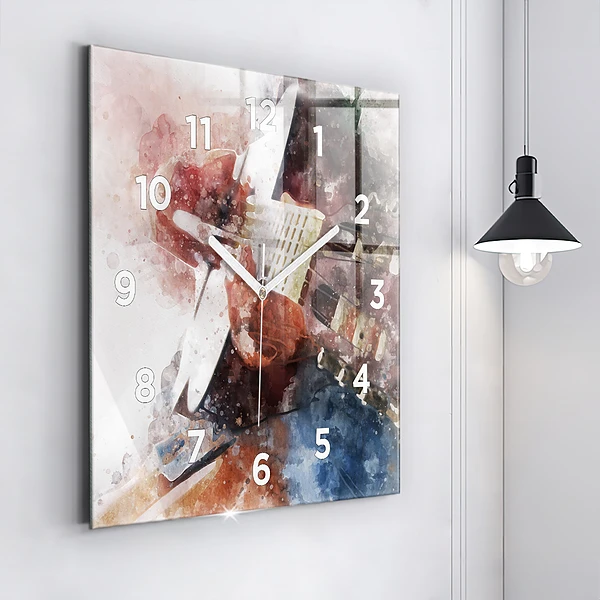 Wanduhr quadratisch mit motiv Gitarren-Visualisierung