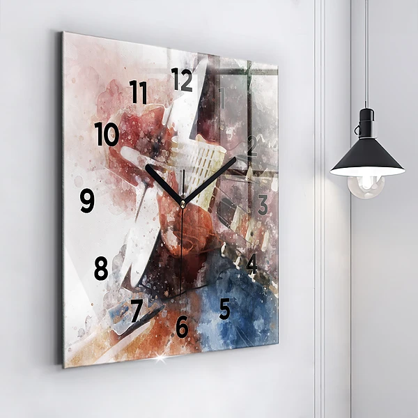 Wanduhr quadratisch mit motiv Gitarren-Visualisierung
