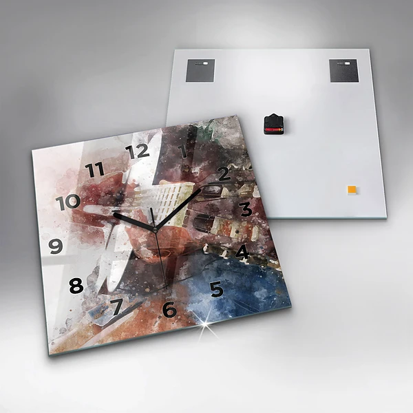 Wanduhr quadratisch mit motiv Gitarren-Visualisierung