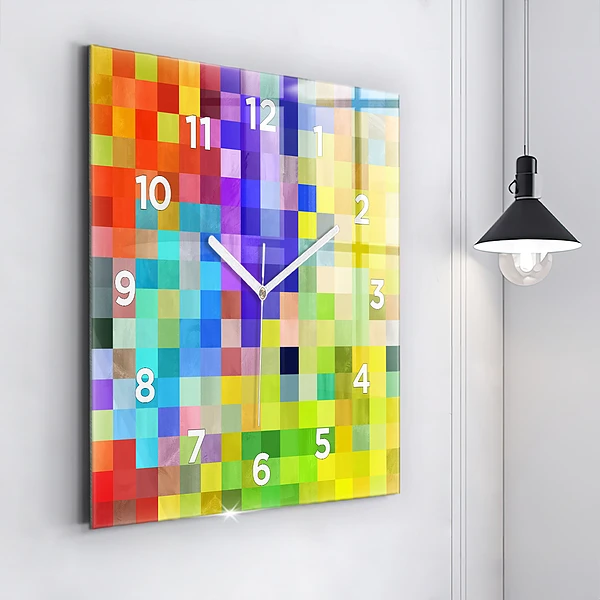Wanduhr quadratisch Komposition von Quadraten
