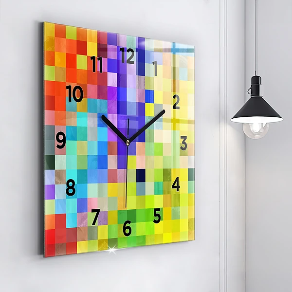 Wanduhr quadratisch Komposition von Quadraten