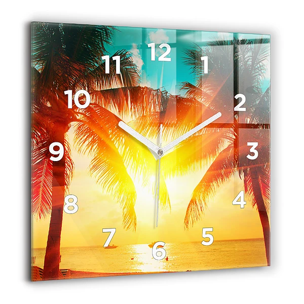 Wanduhr quadratisch Urlaub Rest Sommer