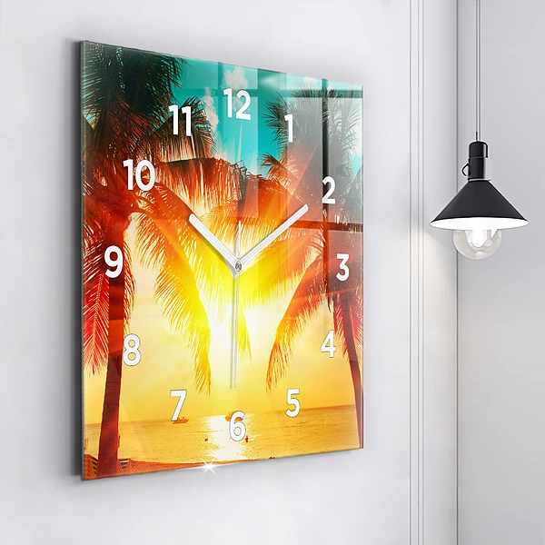 Wanduhr quadratisch Urlaub Rest Sommer