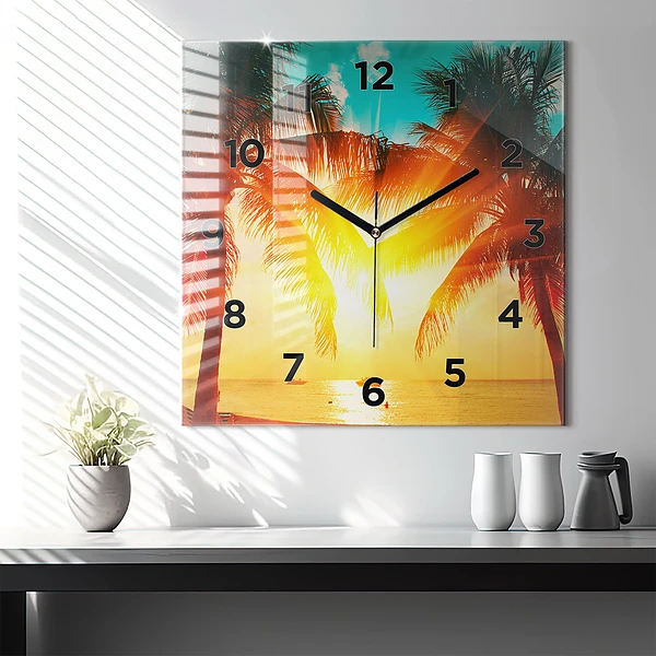 Wanduhr quadratisch Urlaub Rest Sommer