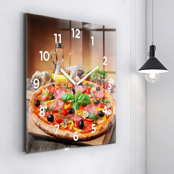Wanduhr quadratisch mit motiv Kulinarisches Herz von Italien