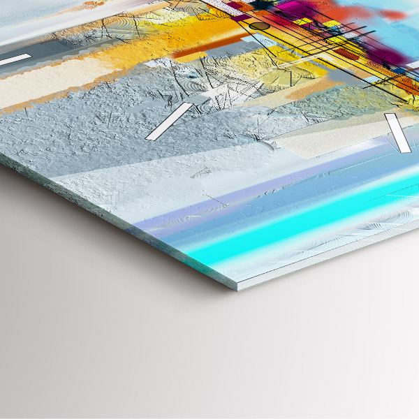 Wanduhr quadratisch Abstrakte Öl-Landschaft