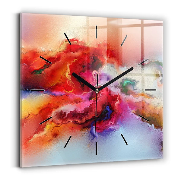 Wanduhr modern quadratisch Verschüttete Farbe