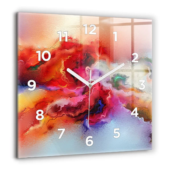 Wanduhr modern quadratisch Verschüttete Farbe