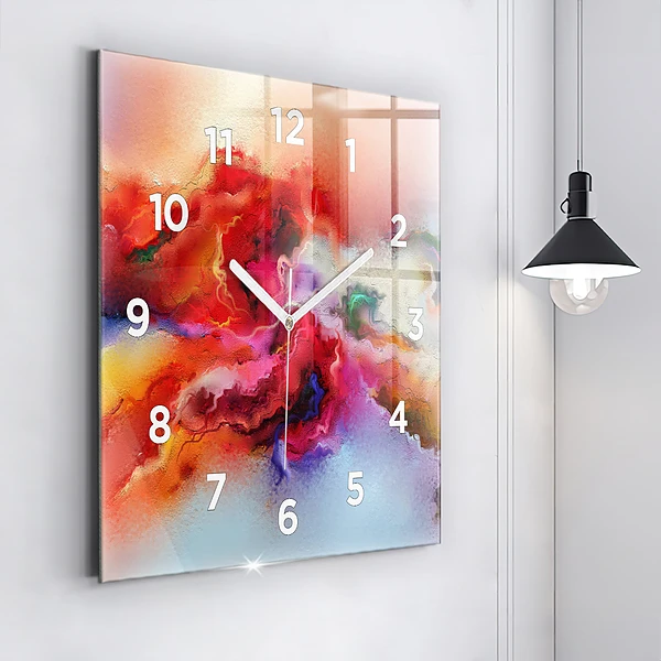 Wanduhr modern quadratisch Verschüttete Farbe