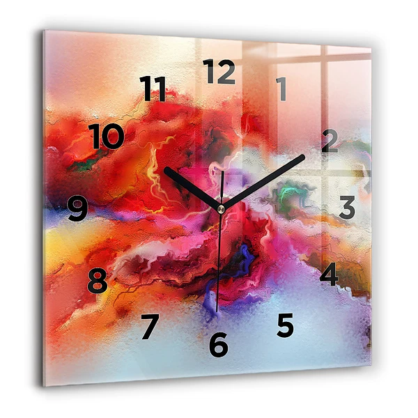 Wanduhr modern quadratisch Verschüttete Farbe
