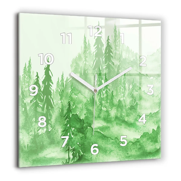 Wanduhr quadratisch mit motiv Gemälde eines grünen Waldes