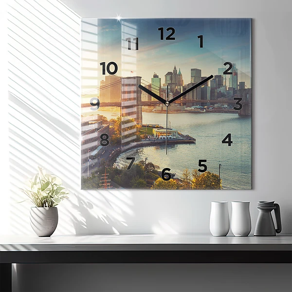 Wanduhr modern quadratisch New York Manhattan