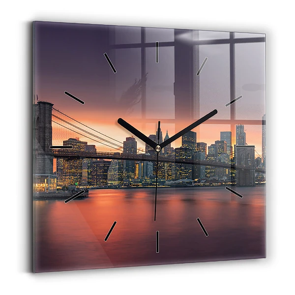 Wanduhr quadratisch mit motiv New Yorker East River