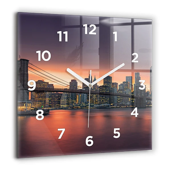 Wanduhr quadratisch mit motiv New Yorker East River