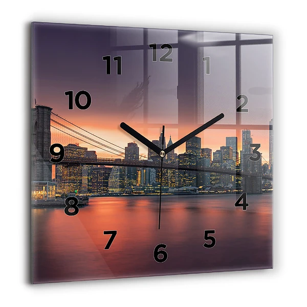 Wanduhr quadratisch mit motiv New Yorker East River