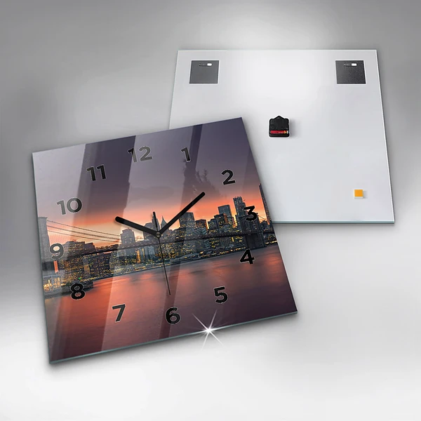 Wanduhr quadratisch mit motiv New Yorker East River