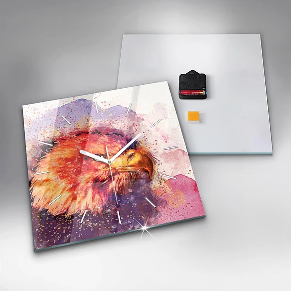 Wanduhr quadratisch mit motiv Aquarell Adler