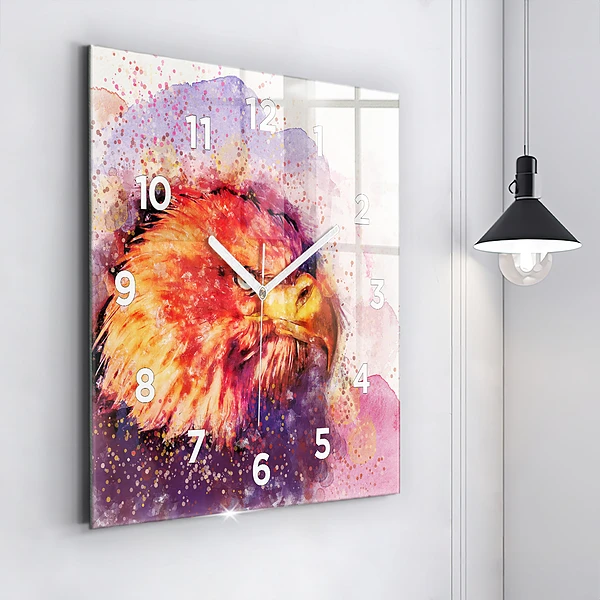 Wanduhr quadratisch mit motiv Aquarell Adler