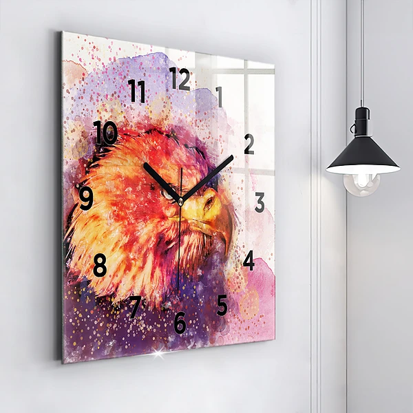 Wanduhr quadratisch mit motiv Aquarell Adler