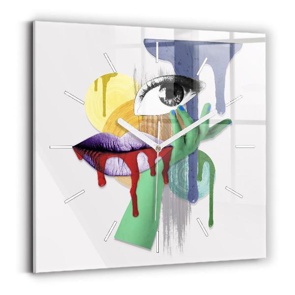 Wanduhr quadratisch Surrealistische Collage