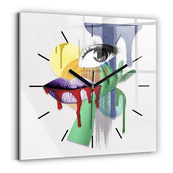 Wanduhr quadratisch Surrealistische Collage