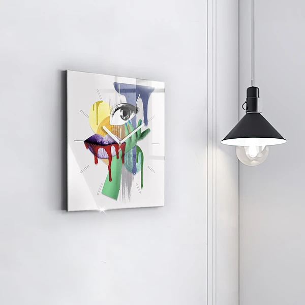Wanduhr quadratisch Surrealistische Collage