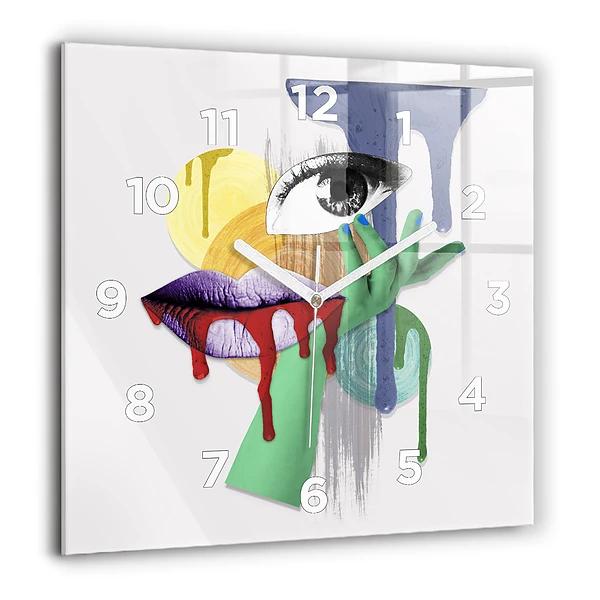 Wanduhr quadratisch Surrealistische Collage
