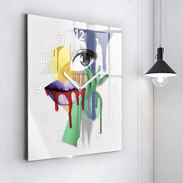 Wanduhr quadratisch Surrealistische Collage