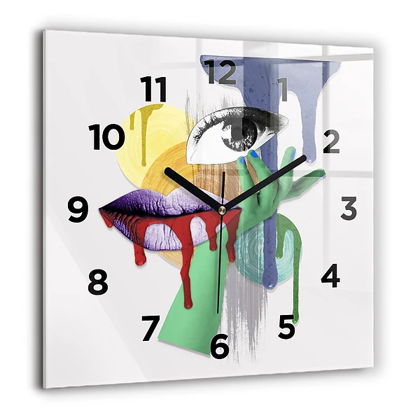 Wanduhr quadratisch Surrealistische Collage