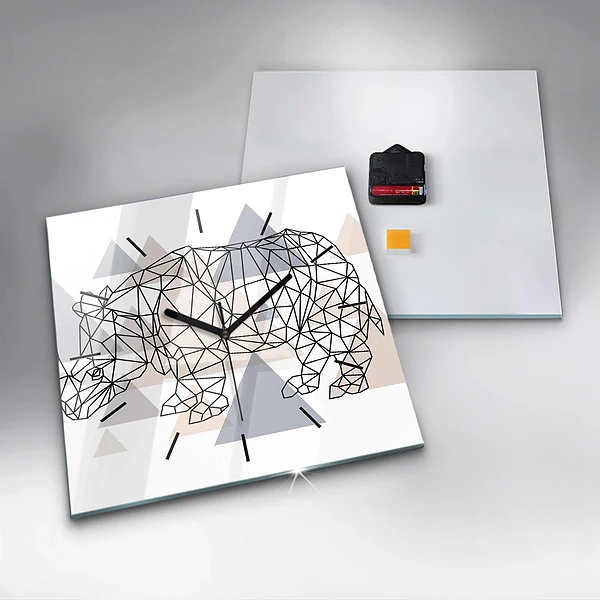 Wanduhr modern quadratisch Geometrisches Muster