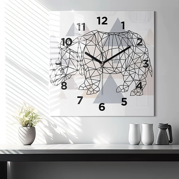 Wanduhr modern quadratisch Geometrisches Muster